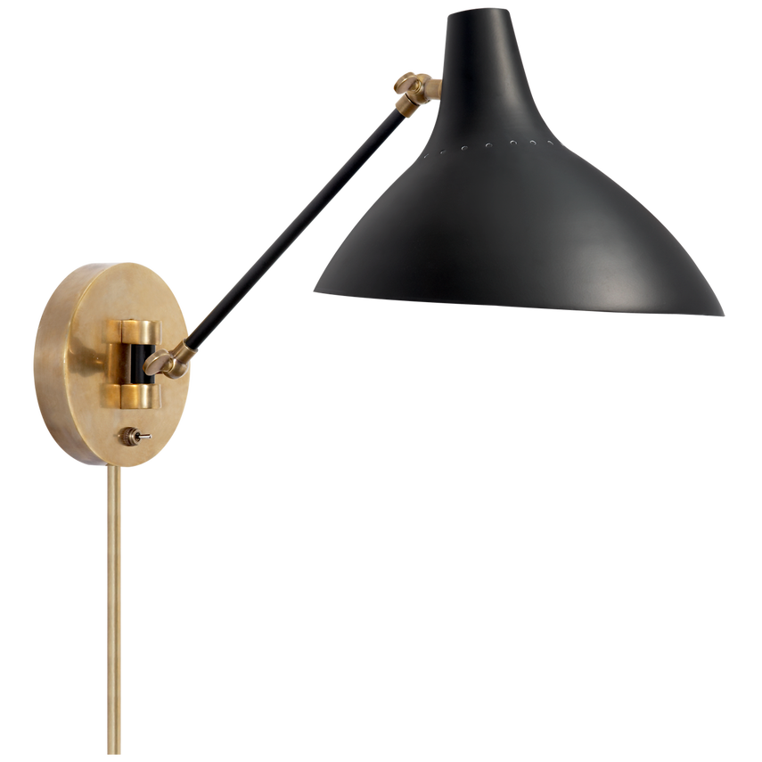 Charlton Wall Light - Black/Brass/White