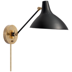 Charlton Wall Light - Black/Brass/White