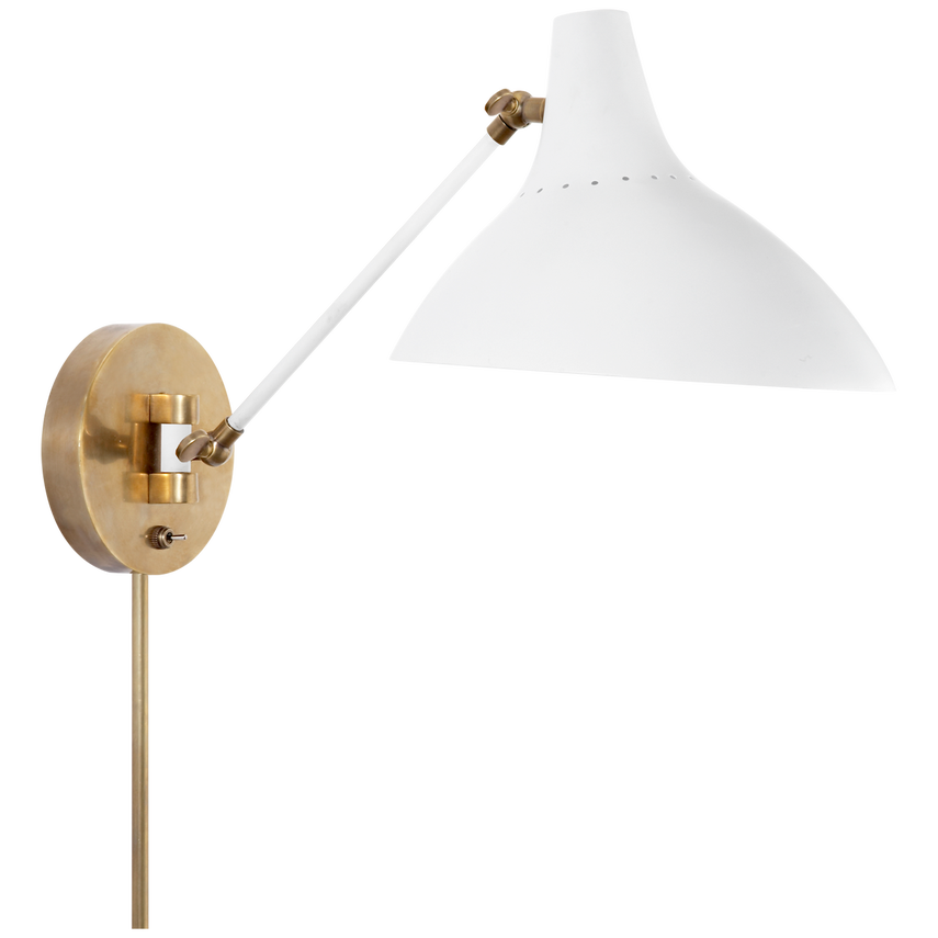 Charlton Wall Light - Black/Brass/White