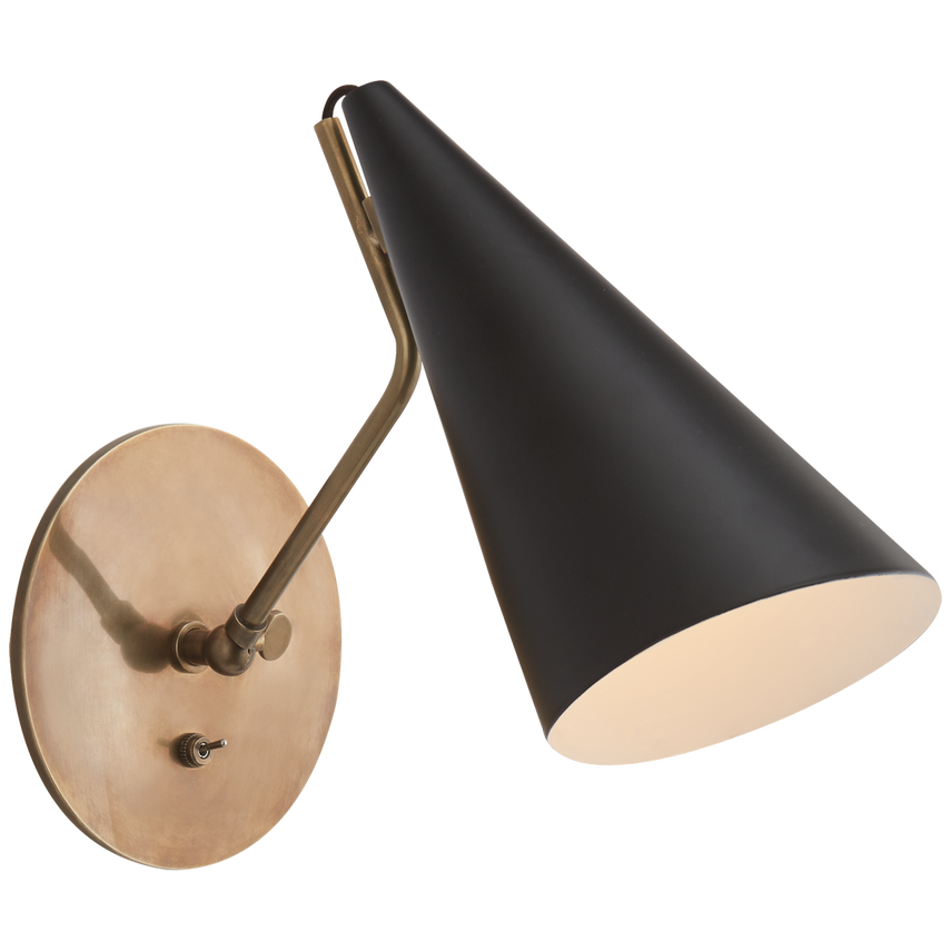 Clemente Wall Light - Black/Brass/White