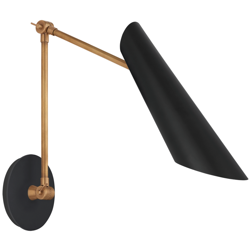 Franca Library Wall Light - Black/White & Brass