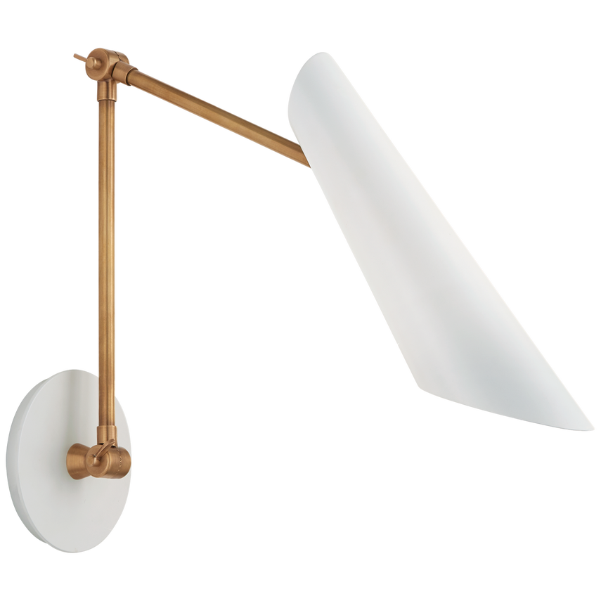 Franca Library Wall Light - Black/White & Brass