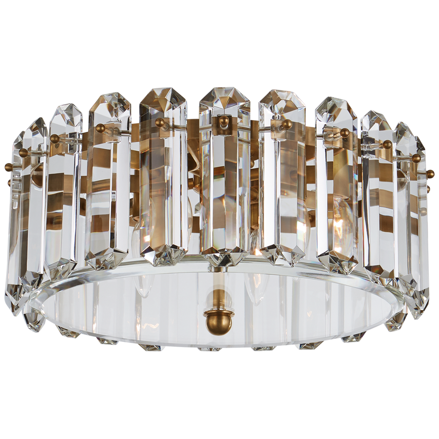 Bonnington Crystal Flush Light - Brass/Nickel