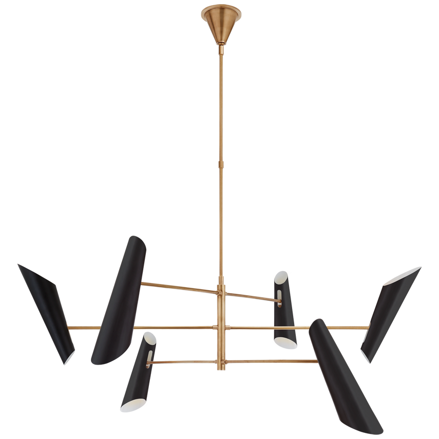 Franca 6Lt Pivoting Chandelier - Black/White