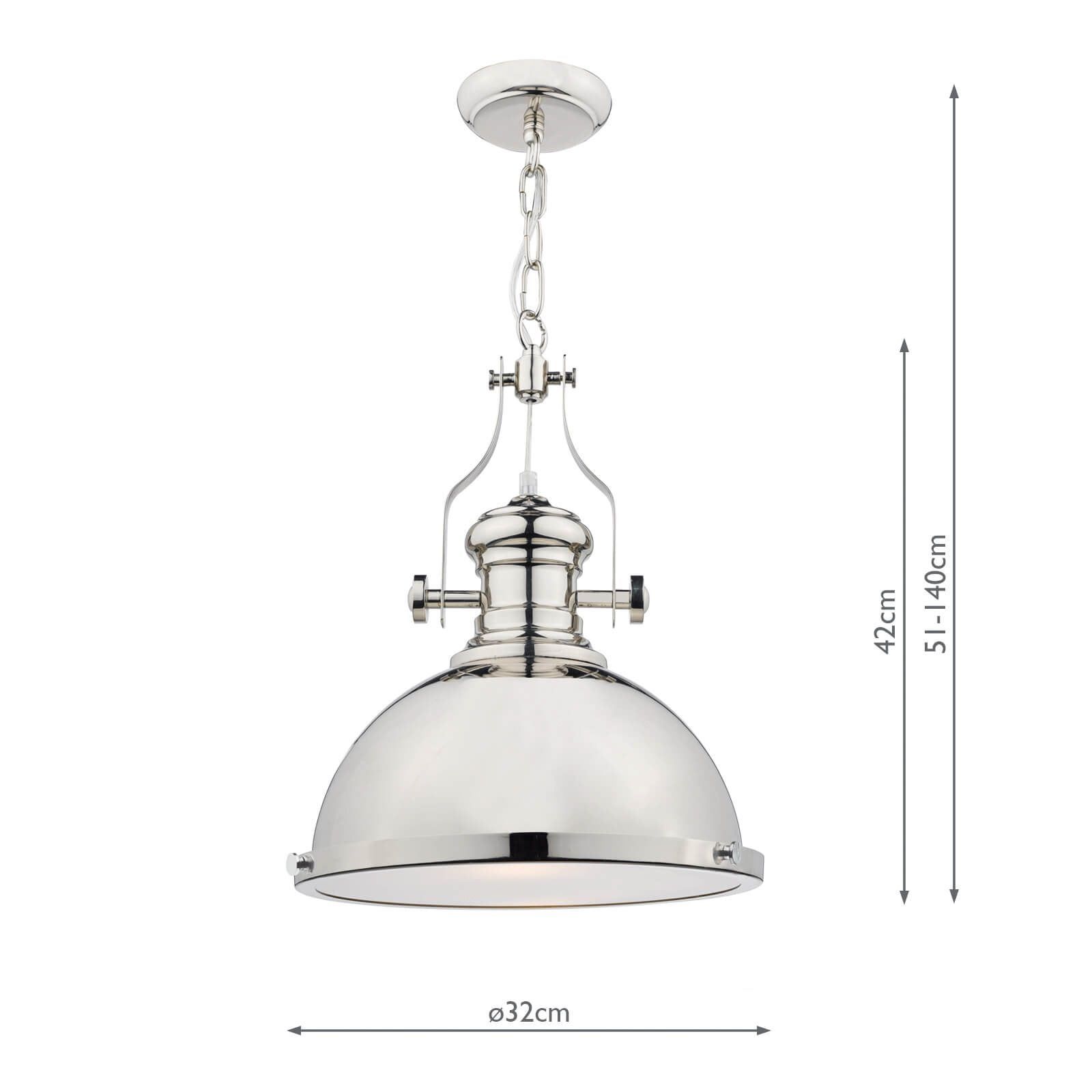 Dar Arona 1Lt Pendant Ceiling Light - Polished Chrome/Polished Copper/Antique Pewter Finish