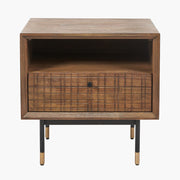 Arte Acacia Wood Bedside Unit - Wood Finish - Cusack Lighting