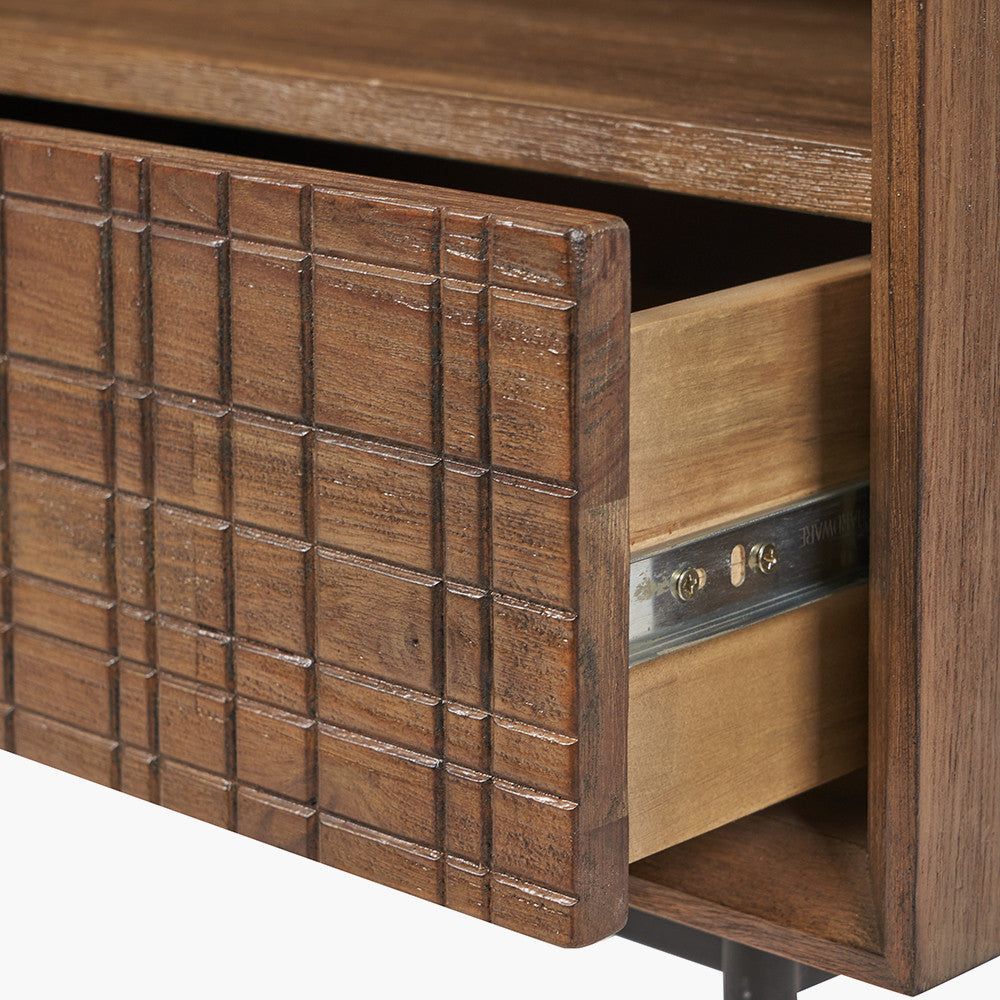Arte Acacia Wood Bedside Unit - Wood Finish - Cusack Lighting