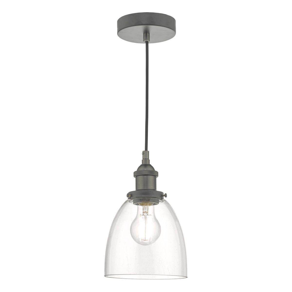 Dar Arvin Pendant Antique Chrome & Glass - Cusack Lighting