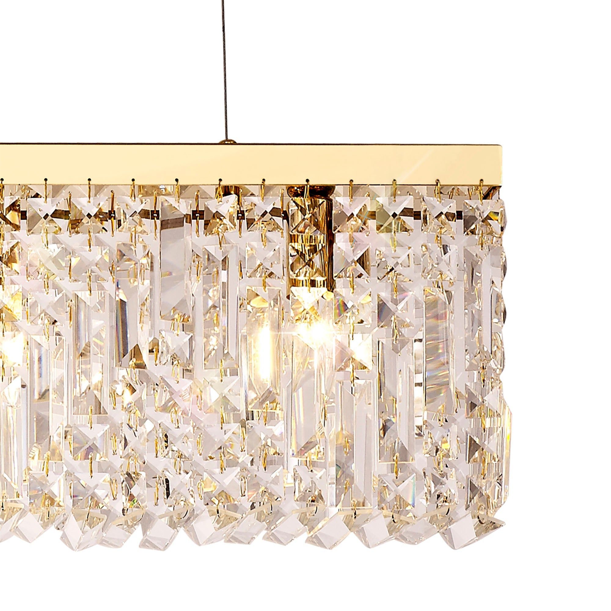 Ashby Medium Kitchen Table/Island Ceiling Light, 5 Light E14, Gold & Crystal IP20