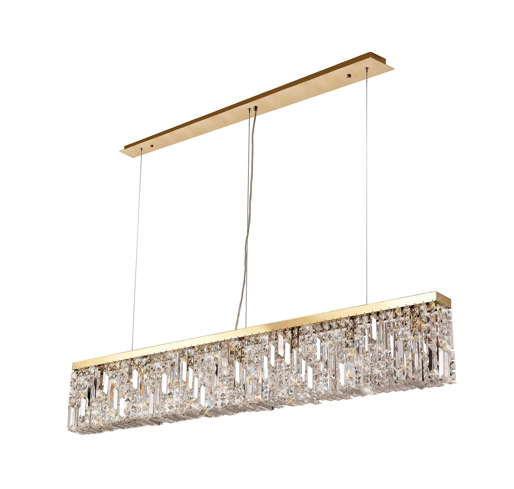 Ashby Large Kitchen Table/Island Ceiling Light, 5 Light E14, Gold & Crystal IP20