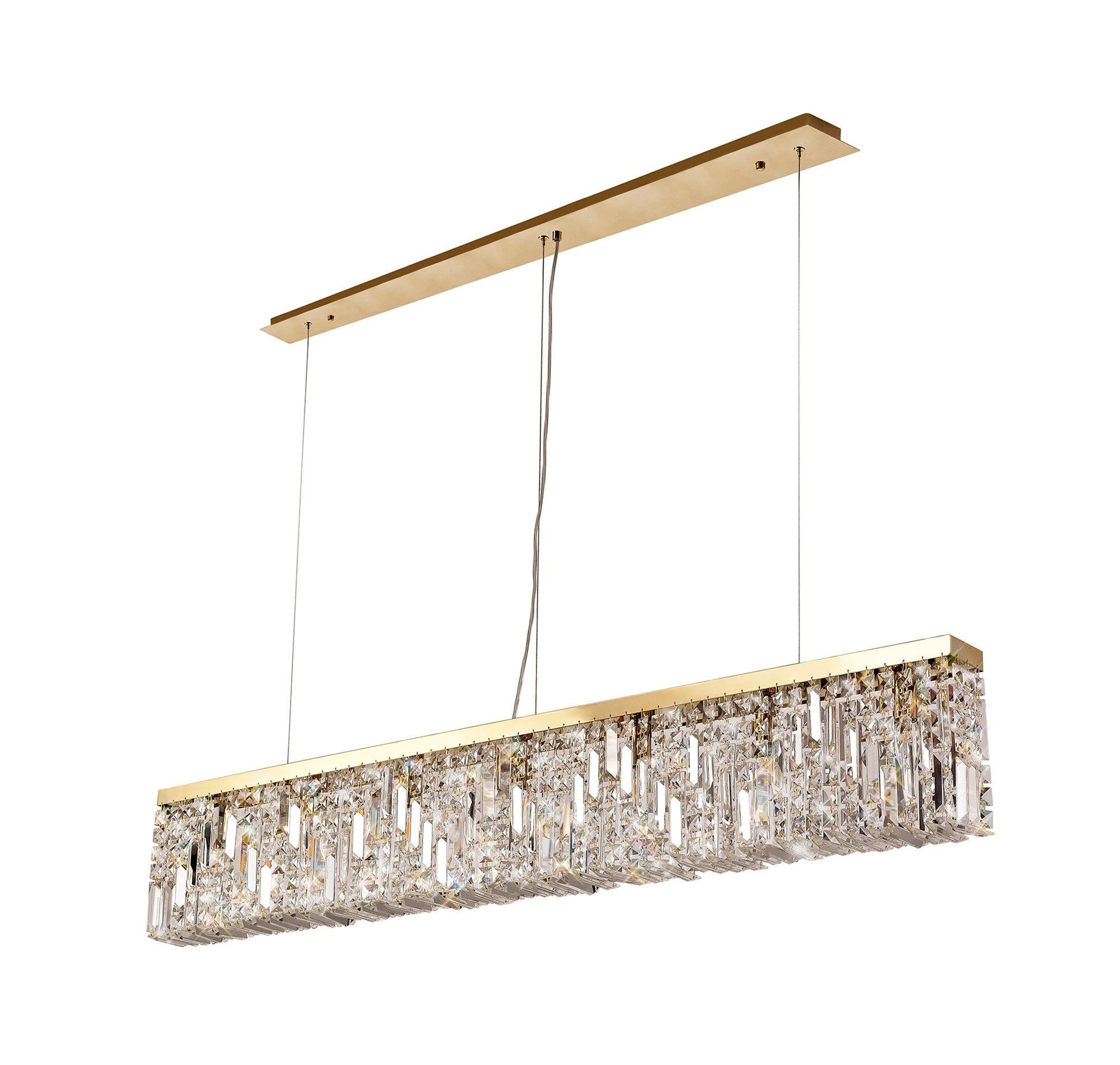 Ashby Large Kitchen Table/Island Ceiling Light, 5 Light E14, Gold & Crystal IP20