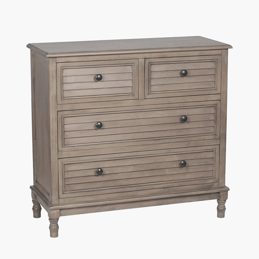 Ashwell 4 Drawer Unit K/D- Pine Wood Finish