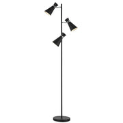 Dar Ashworth 3 Light Floor Lamp Matt Black & Polished Chrome - Cusack Lighting