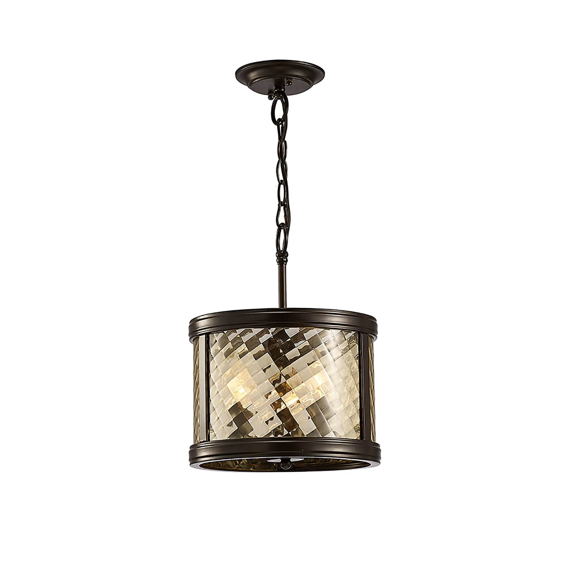 Asia Pendant Semi Flush 3/4 Light- Oiled Bronze/Clear Glass