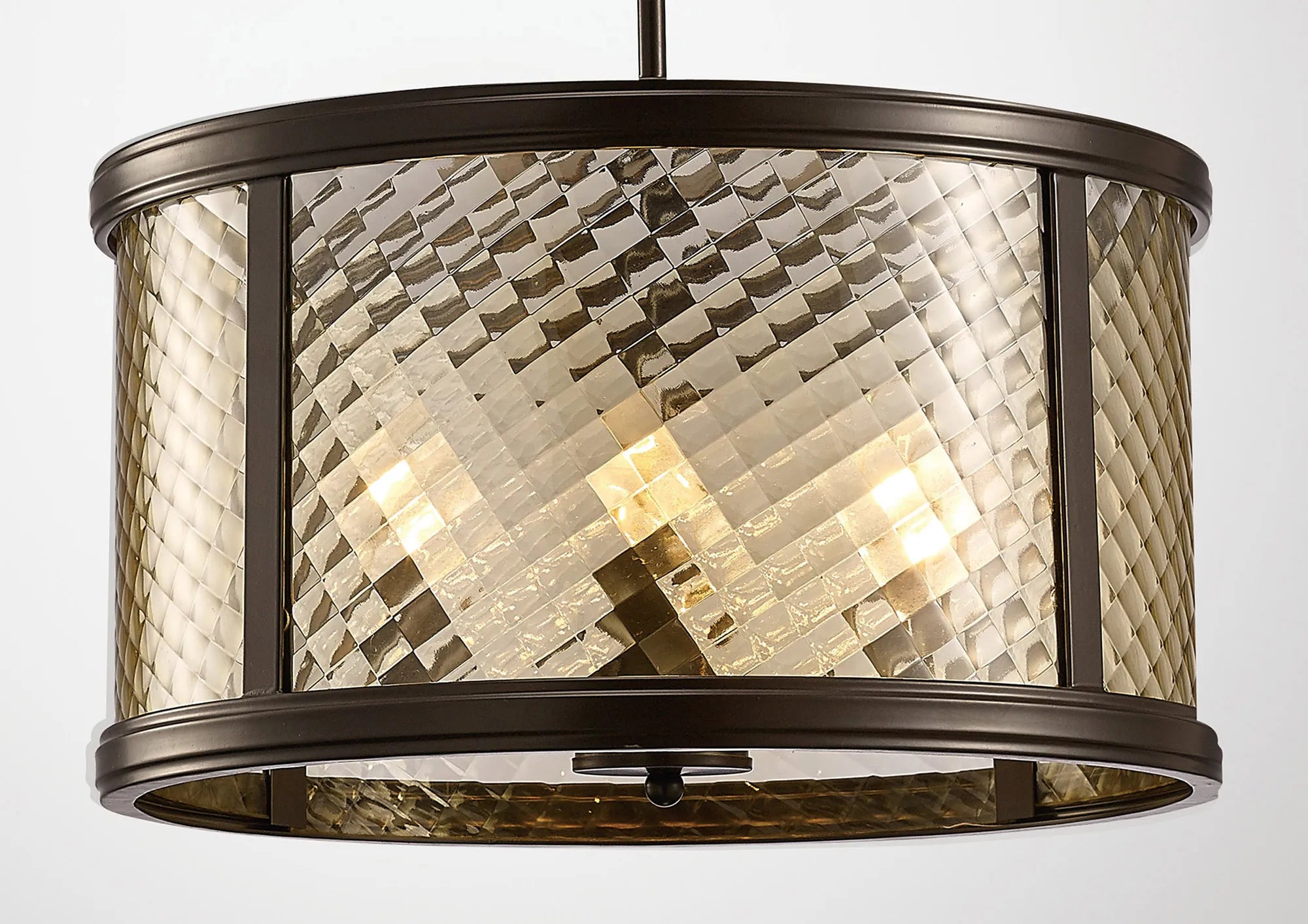 Asia Pendant Semi Flush 3/4 Light- Oiled Bronze/Clear Glass