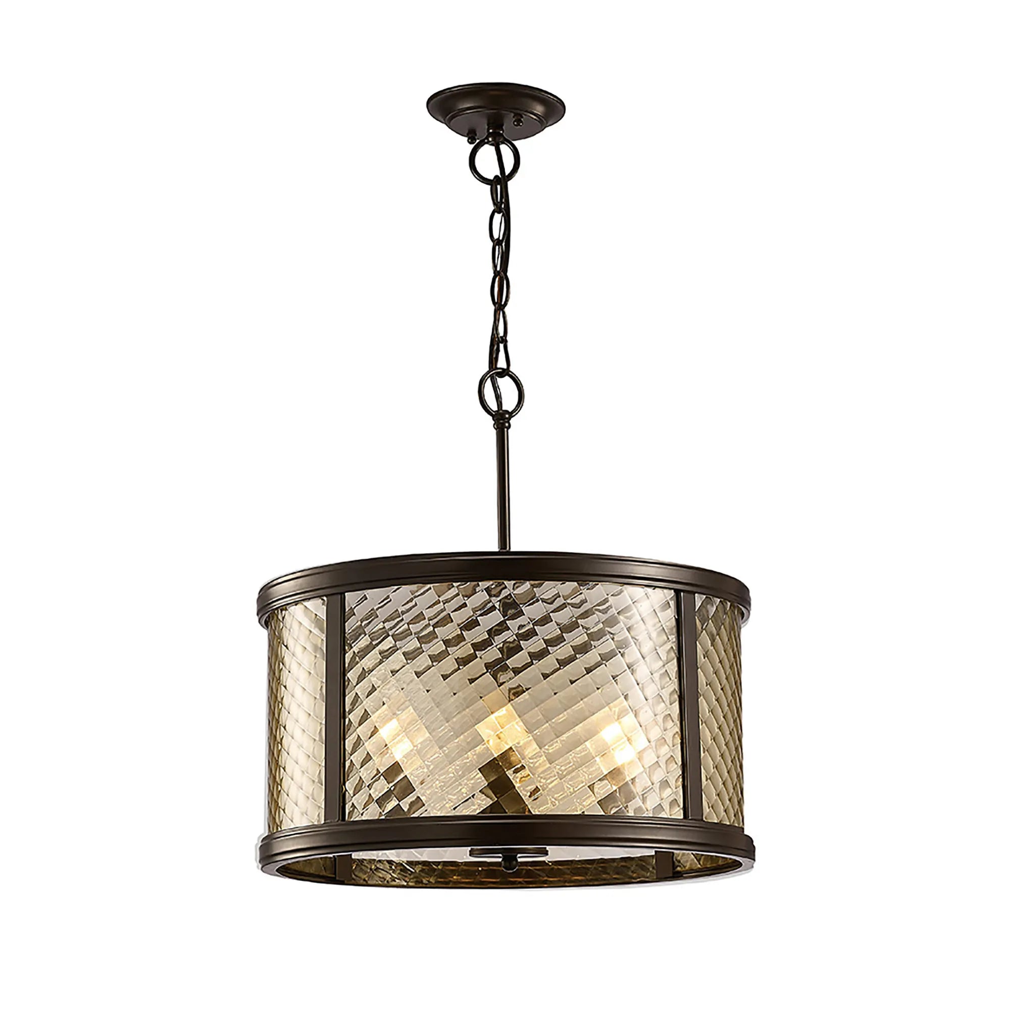 Asia Pendant Semi Flush 3/4 Light- Oiled Bronze/Clear Glass