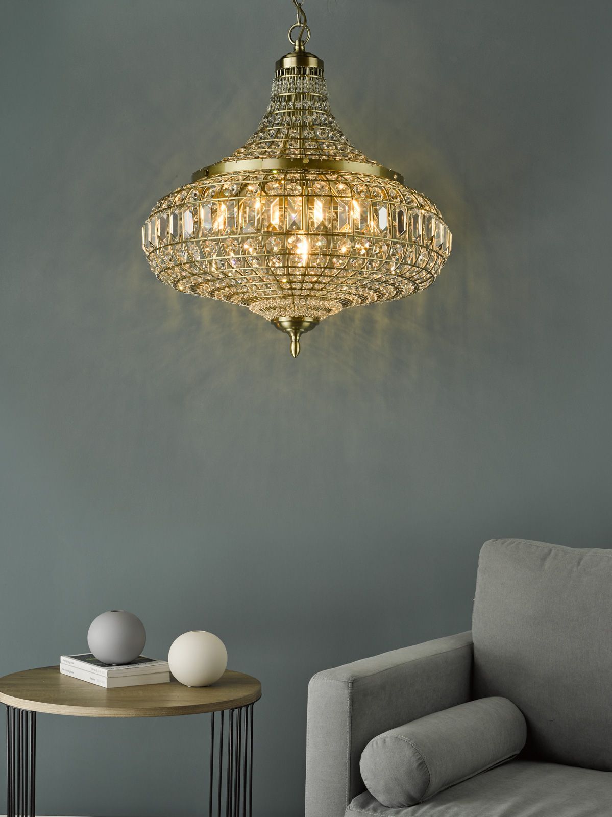 Dar Asmara 6 Light Pendant Antique Brass Crystal - Cusack Lighting