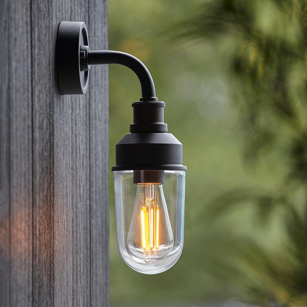 Petrov Modern Black Outdoor Wall Light IP44