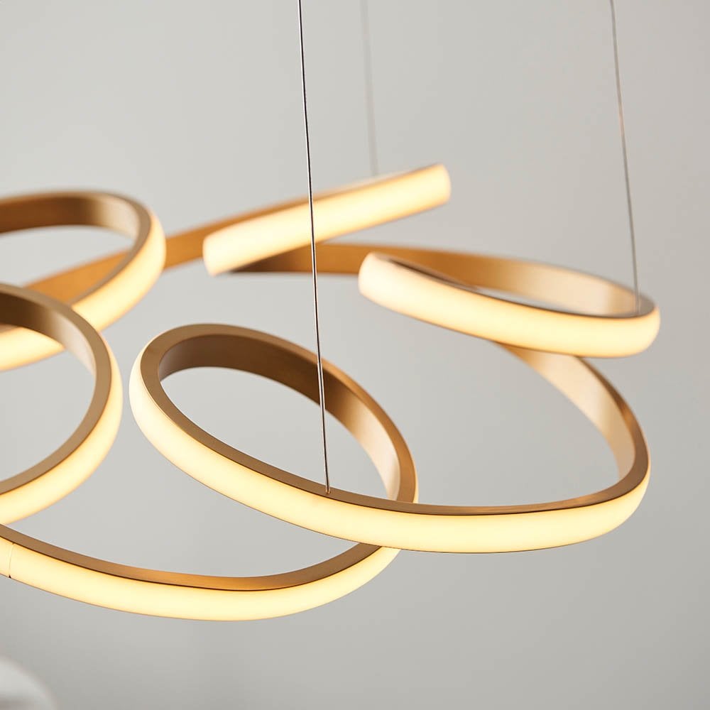 Cosmo Multi Spiral Satin Gold LED Pendant