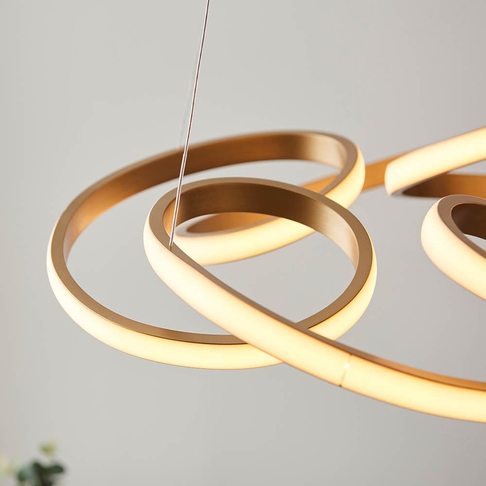 Cosmo Multi Spiral Satin Gold LED Pendant