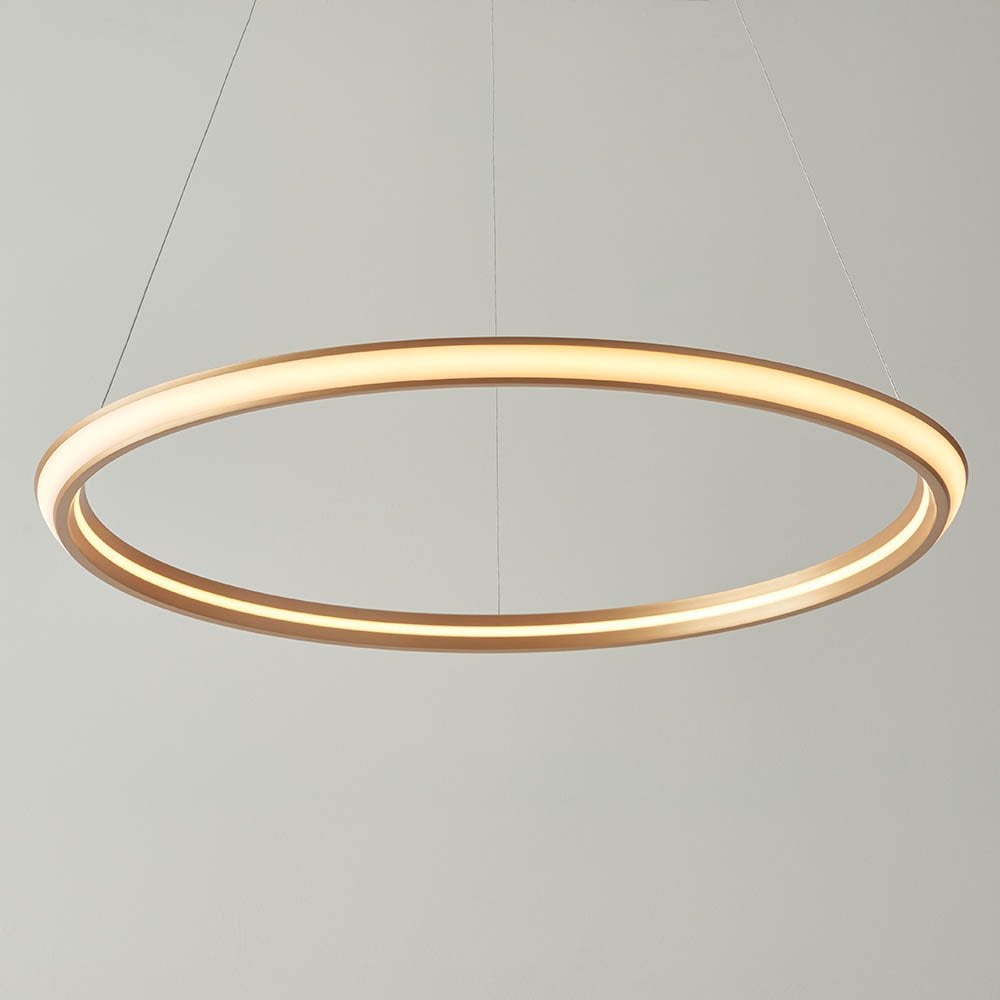 Mateo Satin Gold LED Ring Pendant