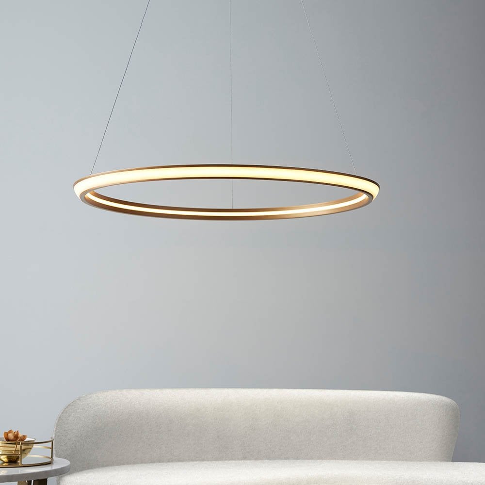 Mateo Satin Gold LED Ring Pendant