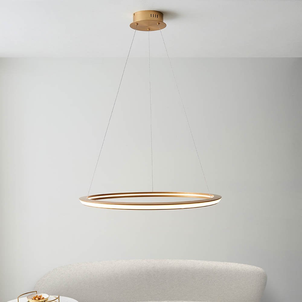 Mateo Satin Gold LED Ring Pendant