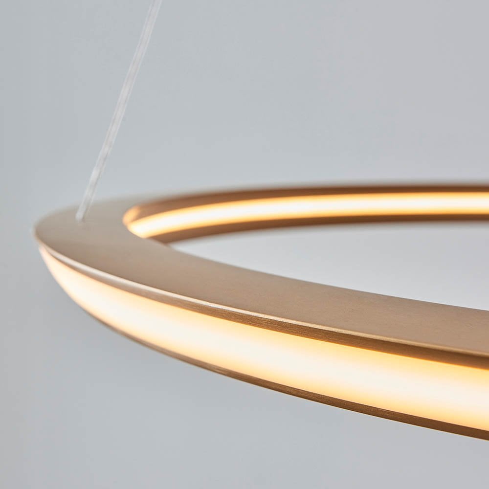 Mateo Satin Gold LED Ring Pendant