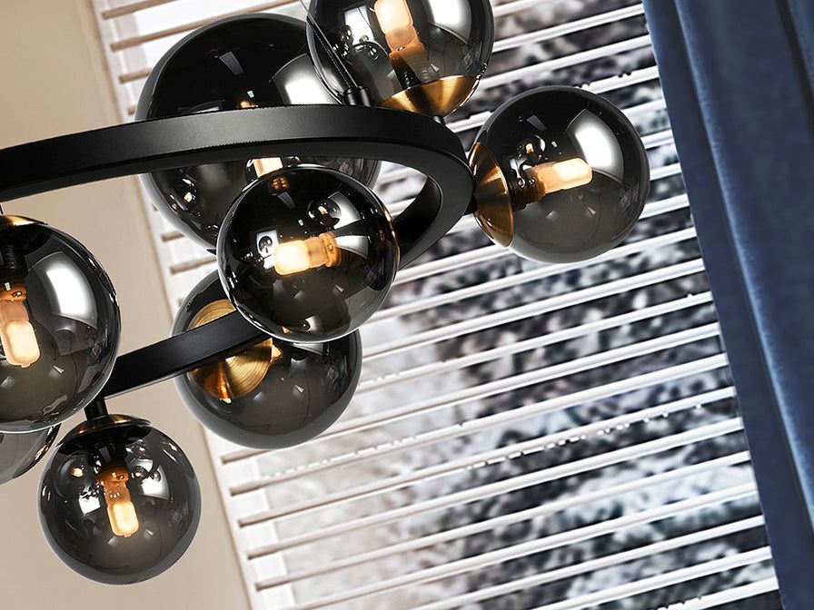 Astros Centre Ceiling Light  Matt Black Finish and Polished Brass-Finish