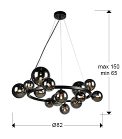 Astros Centre Ceiling Light  Matt Black Finish and Polished Brass-Finish