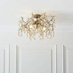 Athena 3L Semi Flush Ceiling Light - Aged Gold Paint & Champagne Finish IP20