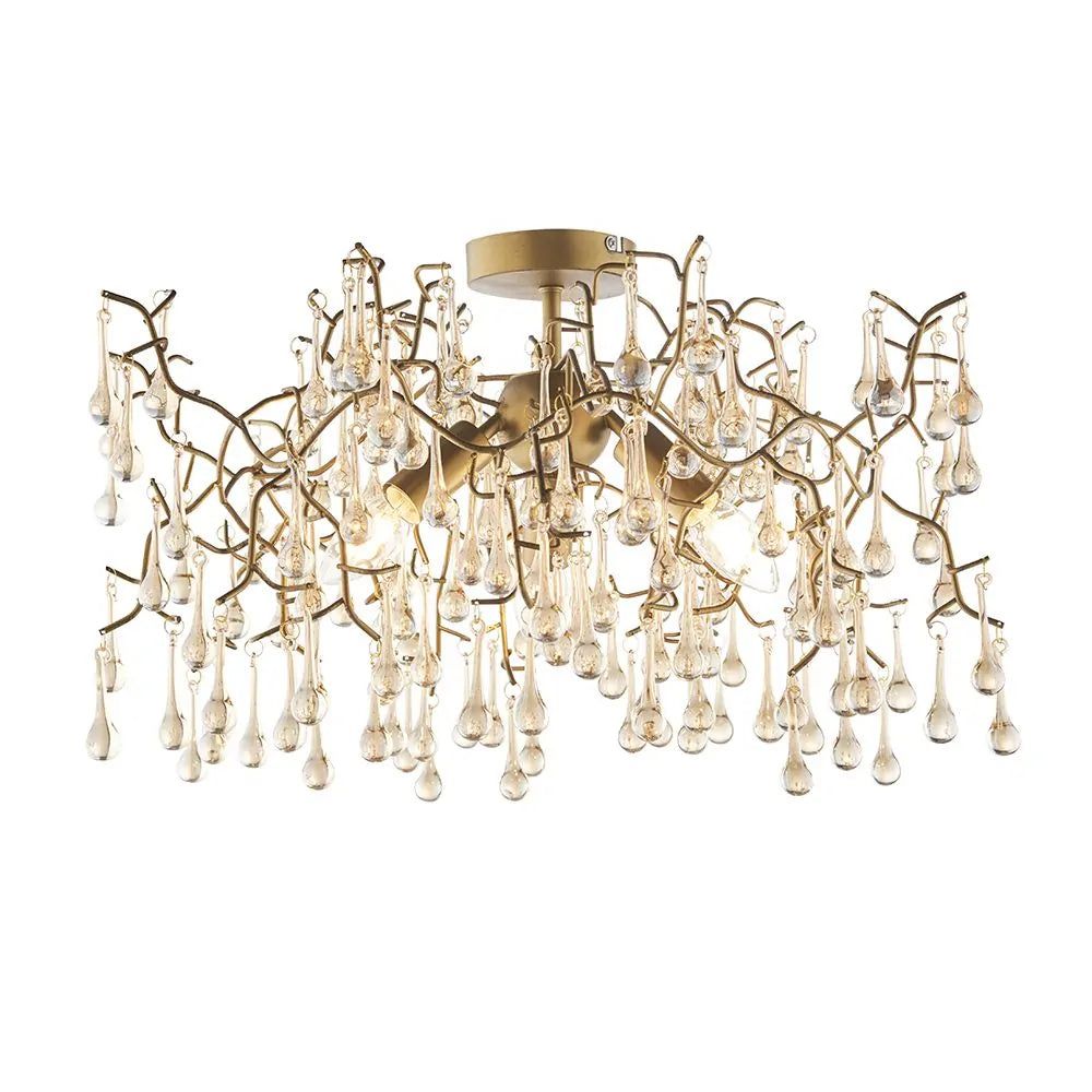 Athena 3L Semi Flush Ceiling Light - Aged Gold Paint & Champagne Finish IP20