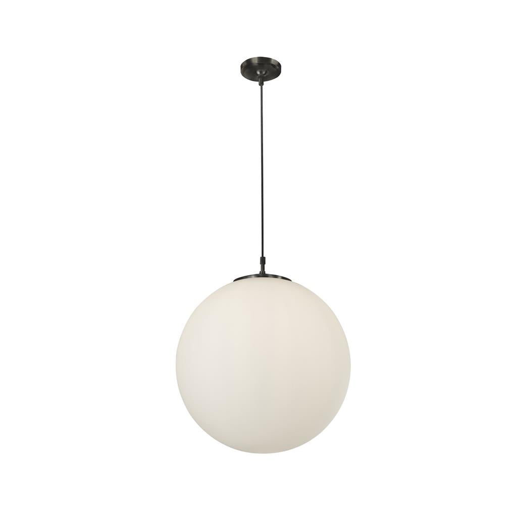 Atom Pendant Various Sizes - Satin Silver & Opal Glass