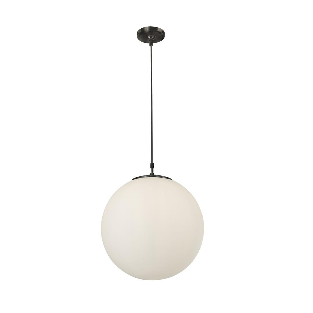 Atom Pendant Various Sizes - Satin Silver & Opal Glass