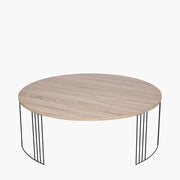 Atri Dark Metal Round Coffee Table- Dark Wood and Black Finish - Cusack Lighting