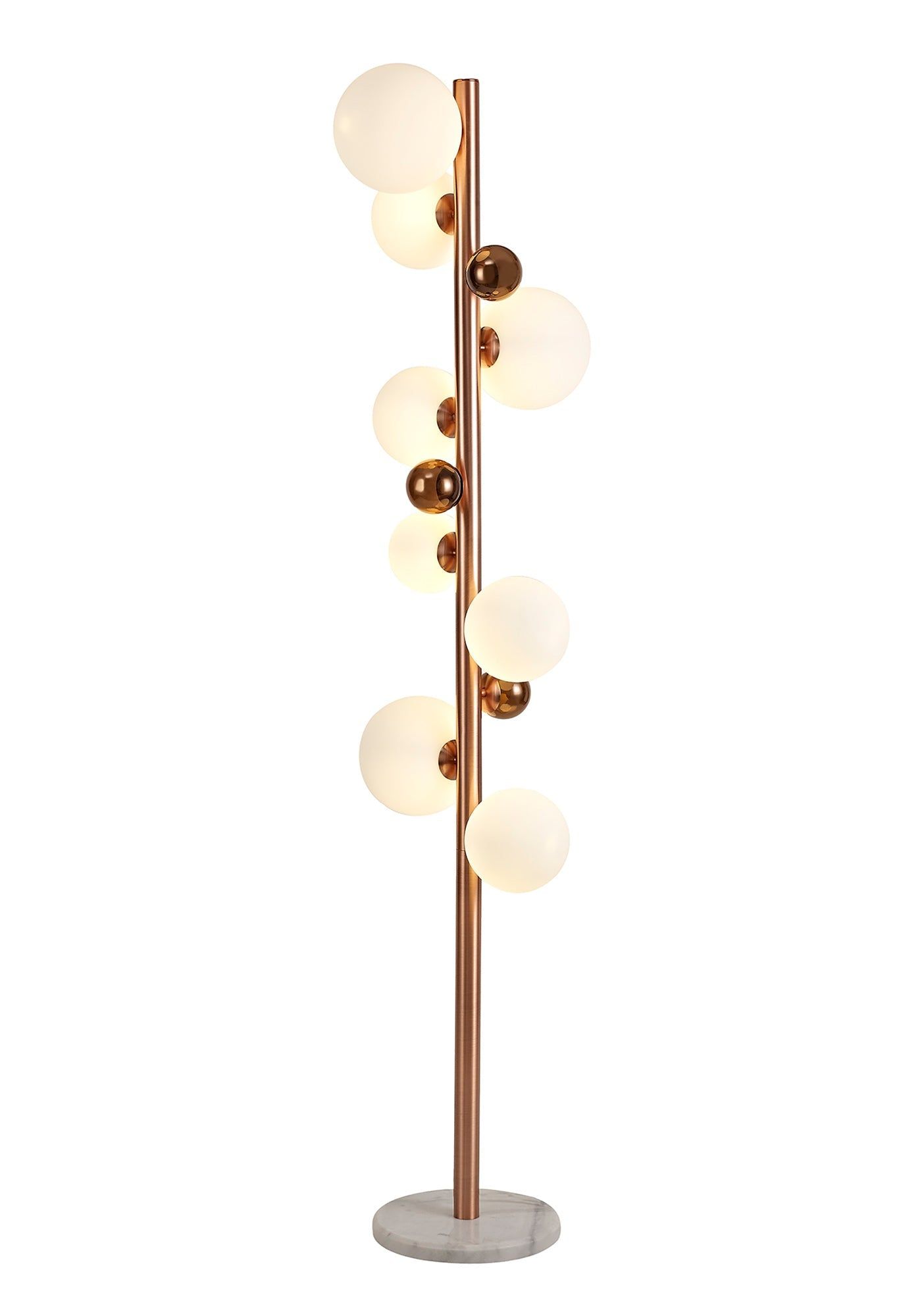 Austin Floor Lamp, 8Lt x G9, Copper & Opal Glass IP20
