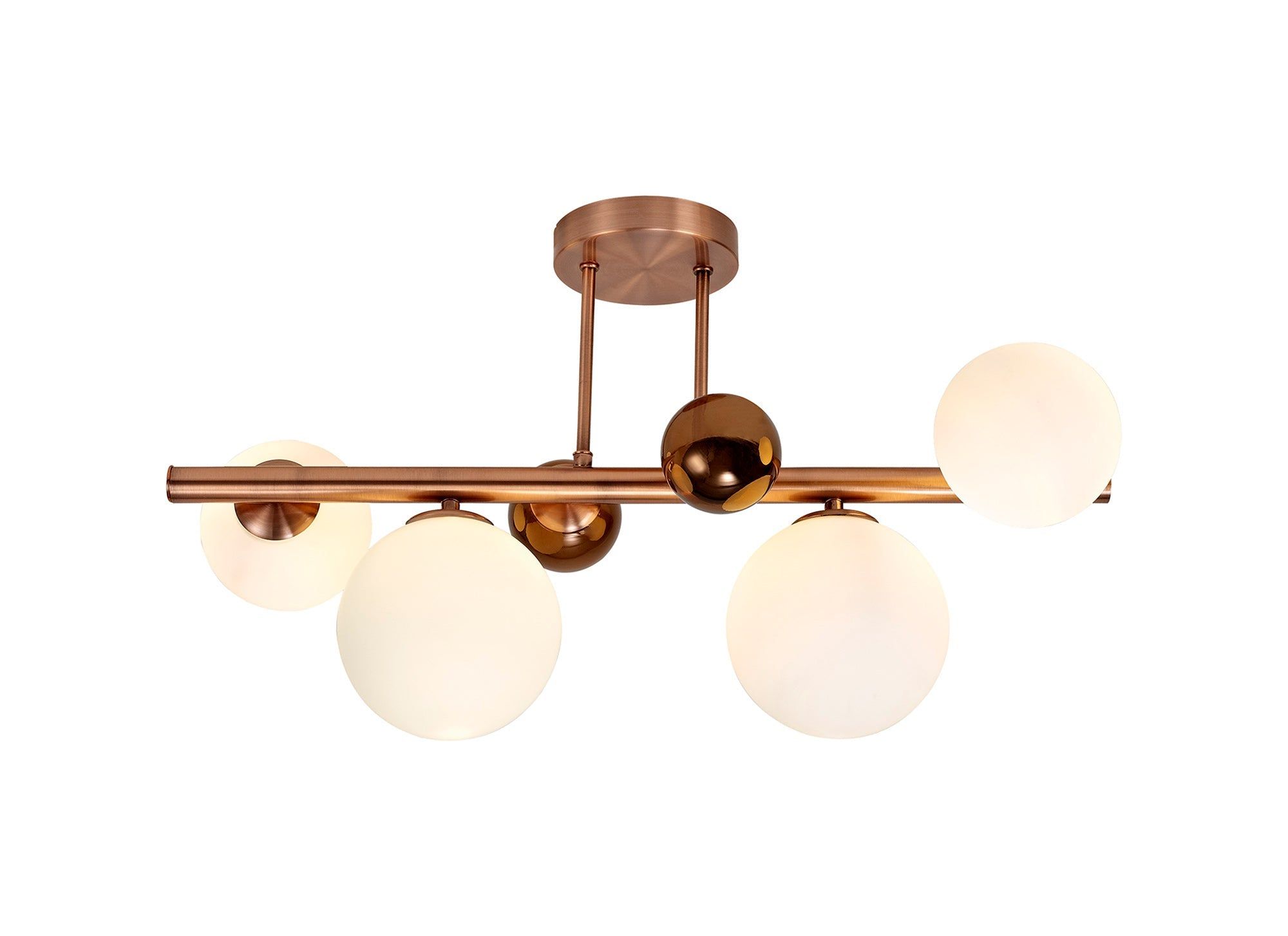 Austin Semi Flush Ceiling Light, 4 x G9, Copper & Opal Glass IP20