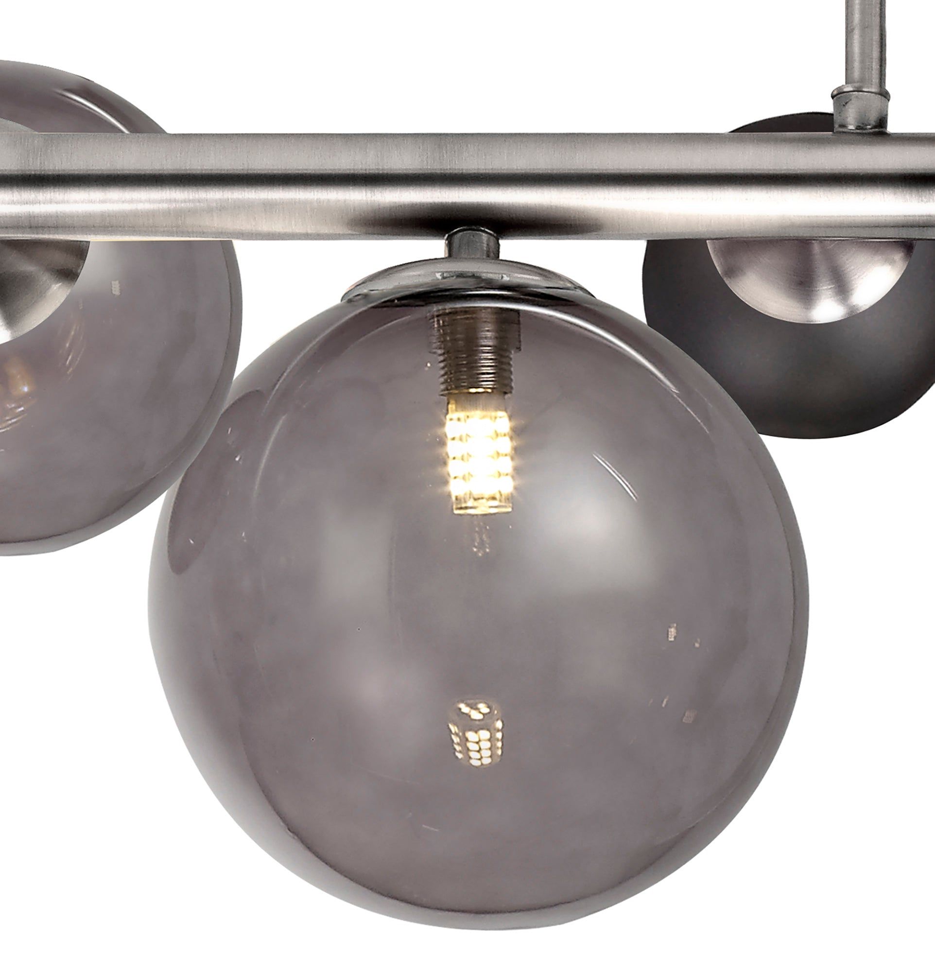 Austin Semi Flush Ceiling Light, 4 x G9, Polished Chrome & Black, Smoked Glass IP20