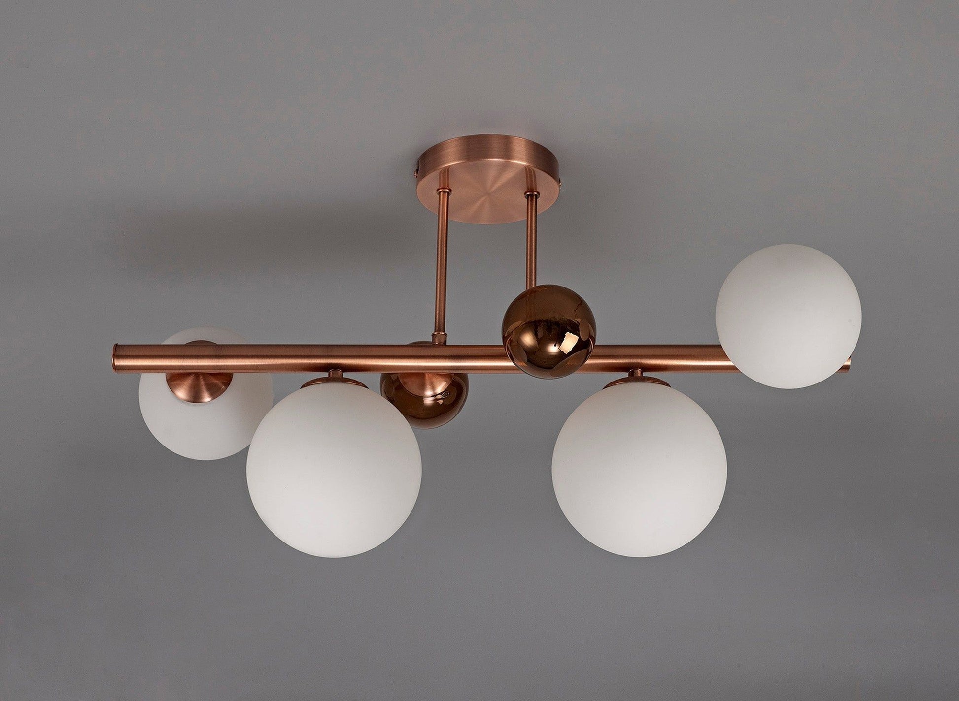 Austin Semi Flush Ceiling Light, 4 x G9, Copper & Opal Glass IP20
