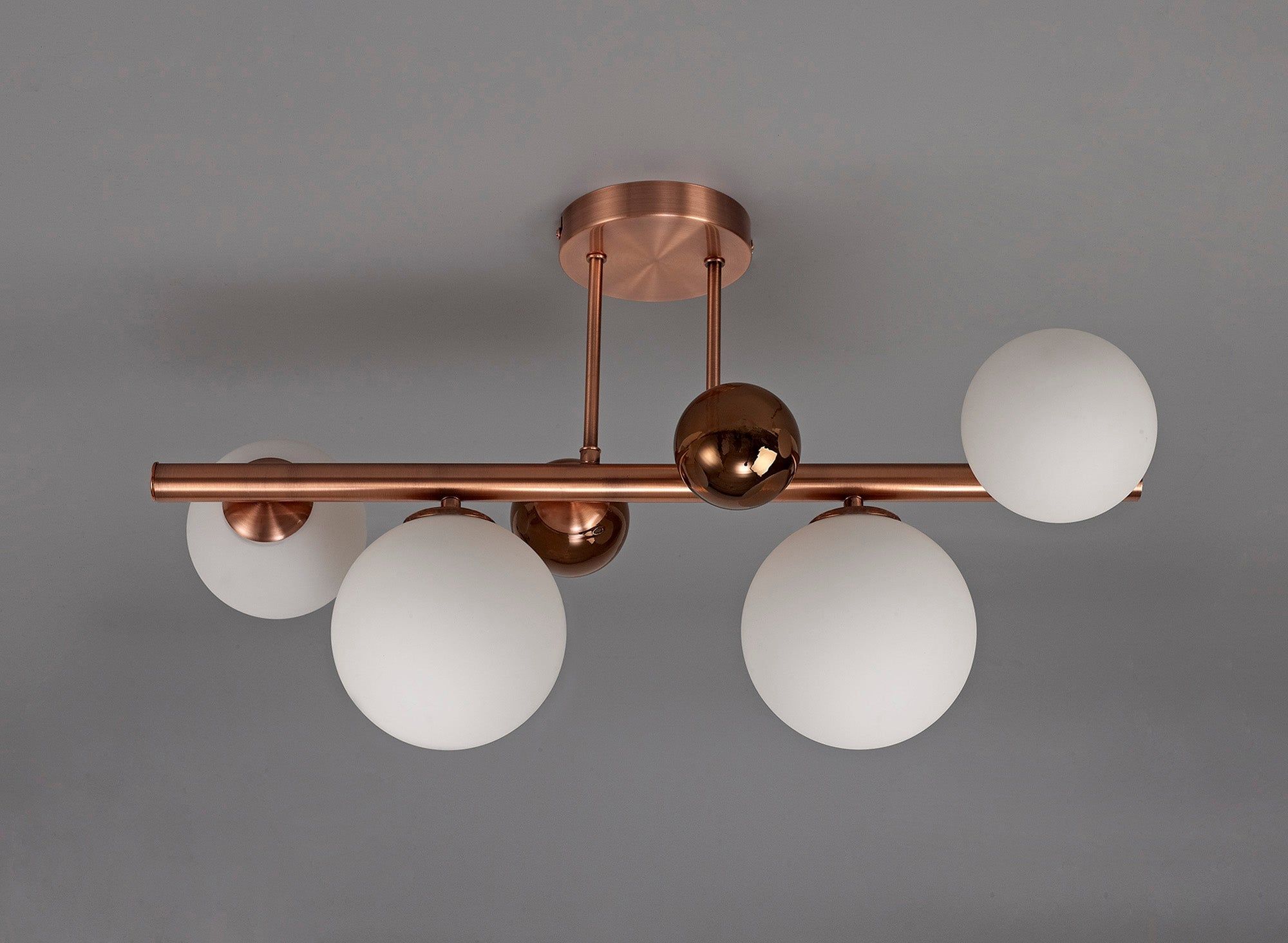 Austin Semi Flush Ceiling Light, 4 x G9, Copper & Opal Glass IP20