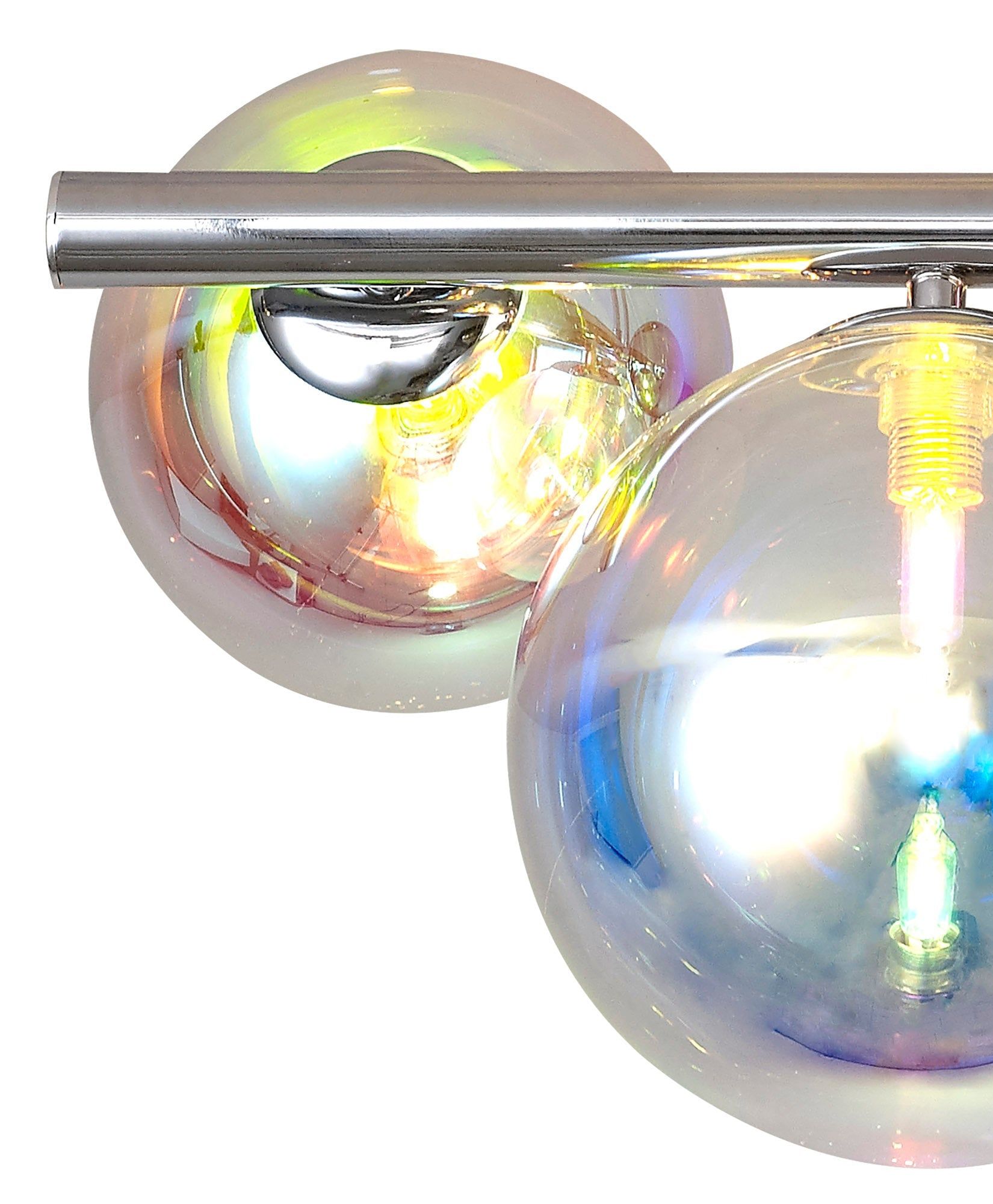 Austin Semi Flush Ceiling Light, 4 x G9, Polished Chrome & Iridescent Glass IP20