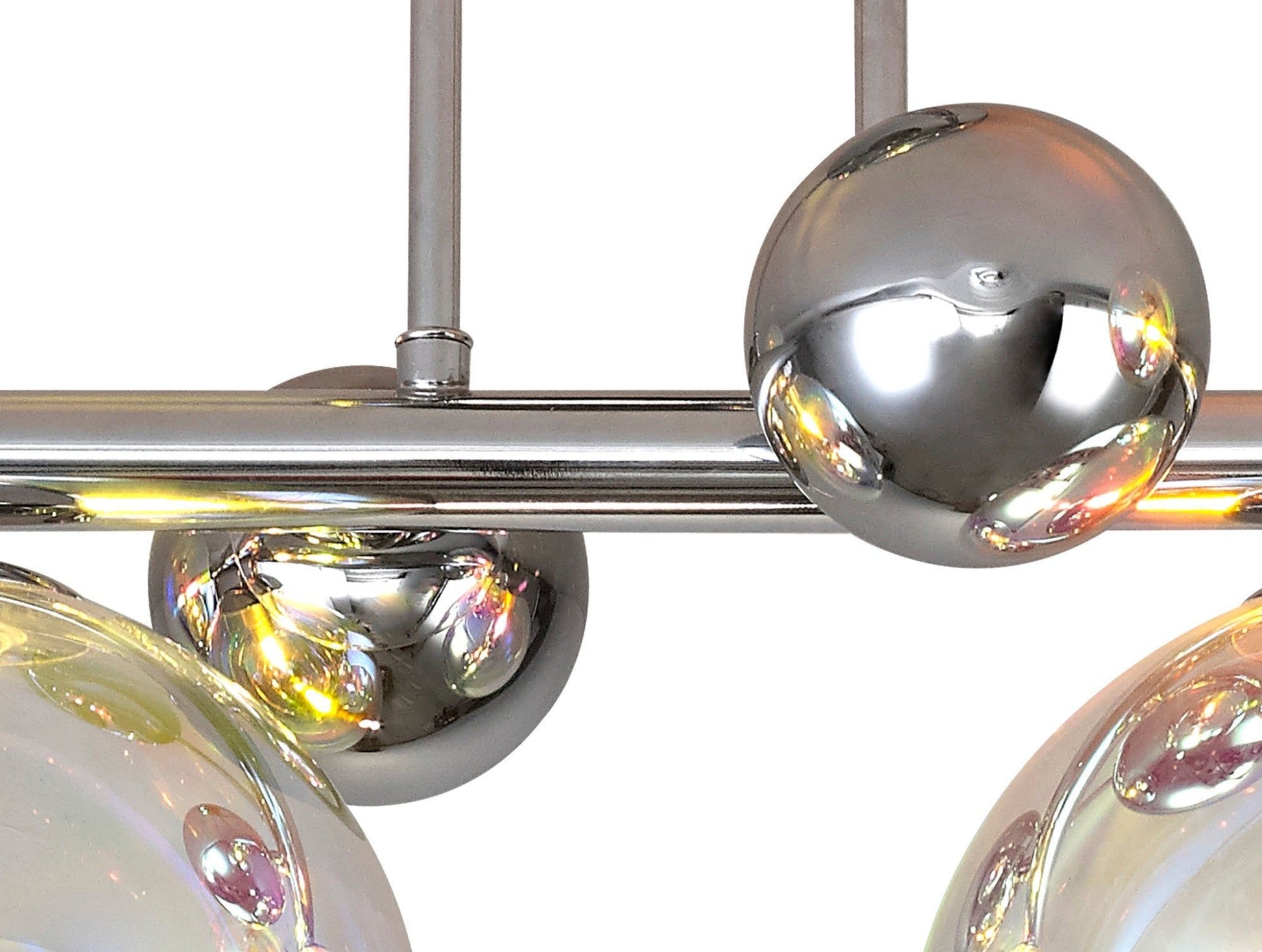 Austin Semi Flush Ceiling Light, 4 x G9, Polished Chrome & Iridescent Glass IP20