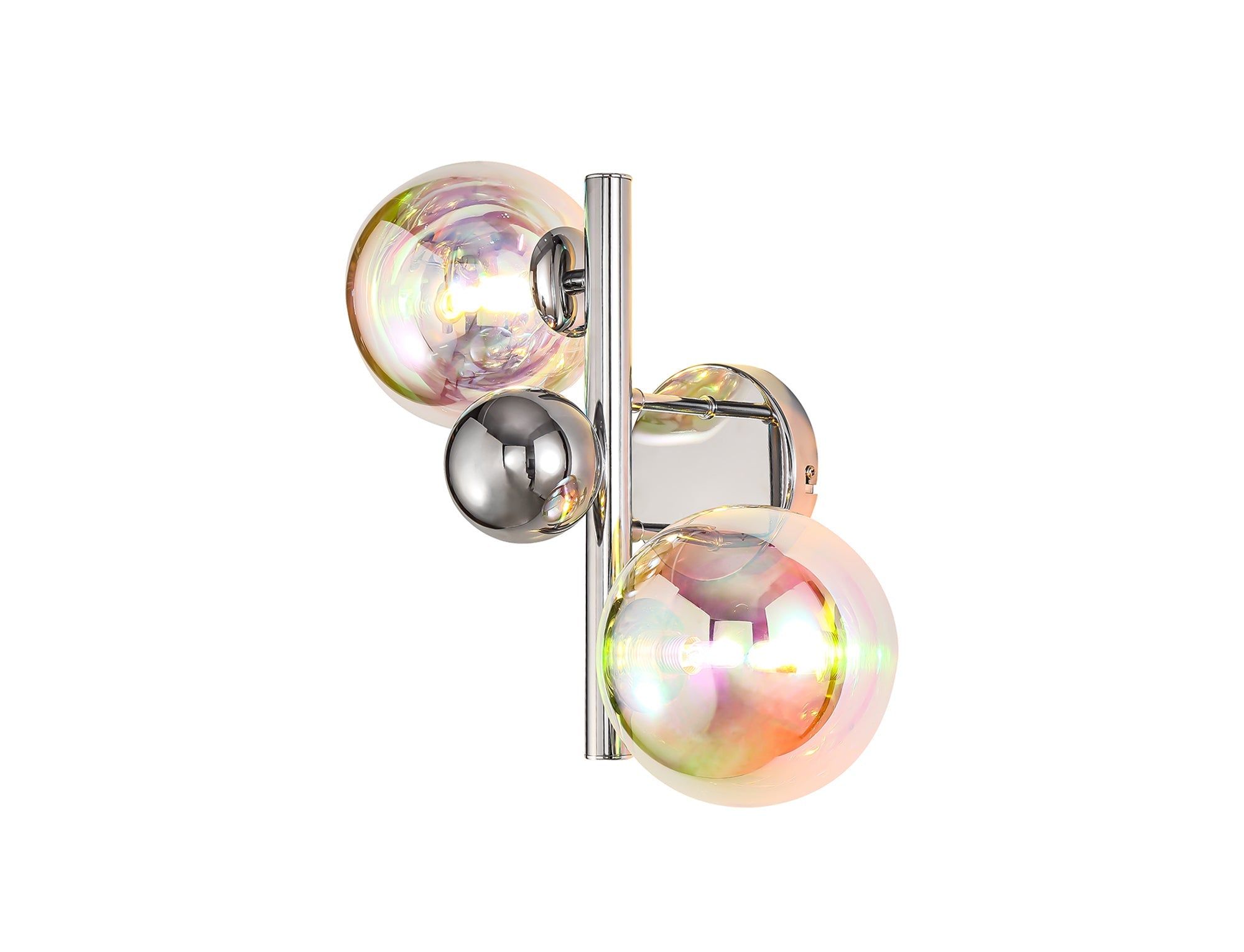 Austin Wall Light, 2Lt x G9, Polished Chrome & Iridescent Glass IP20