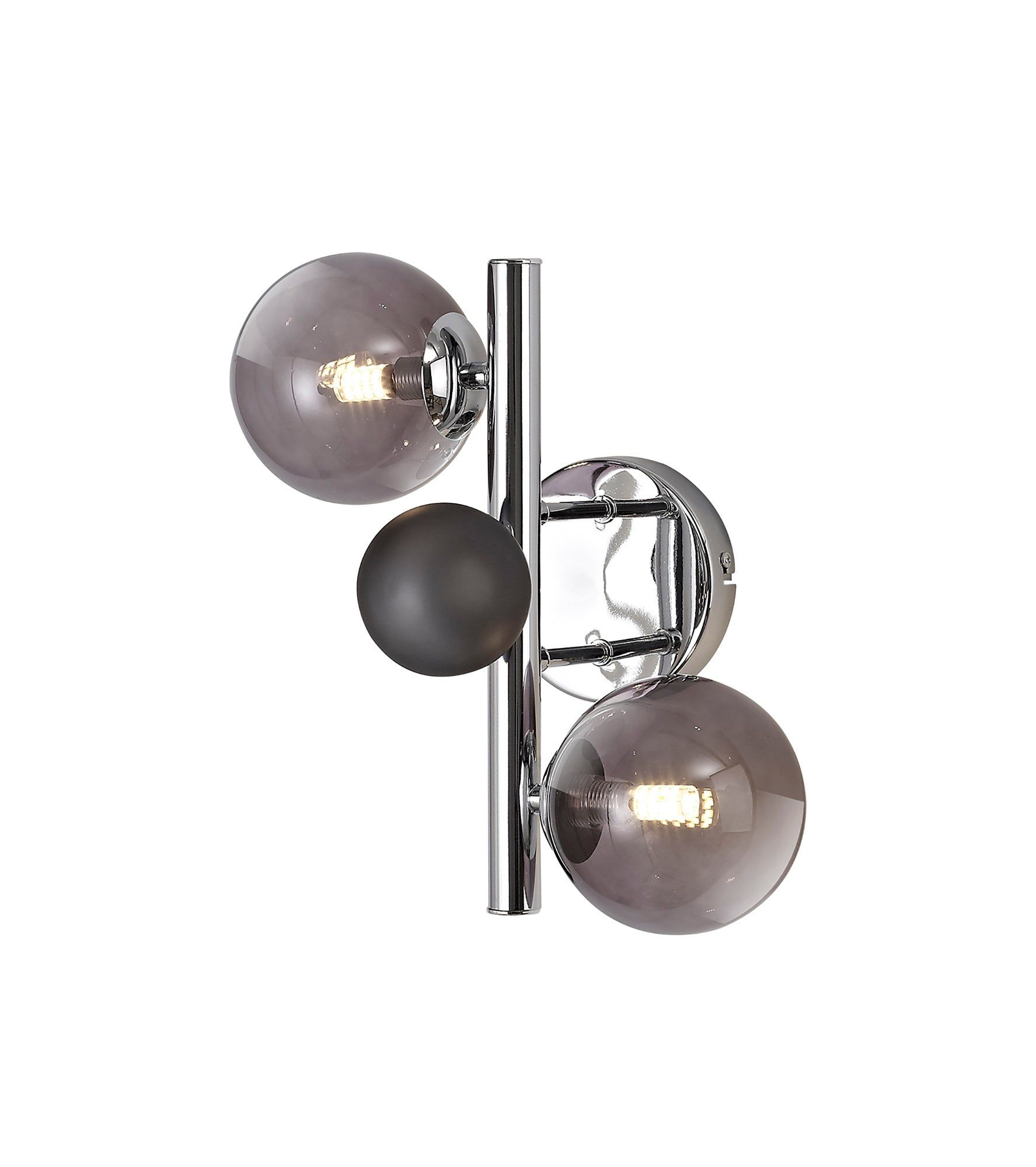 Austin Wall Light, 2Lt x G9, Polished Chrome & Black, Smoked Glass IP20