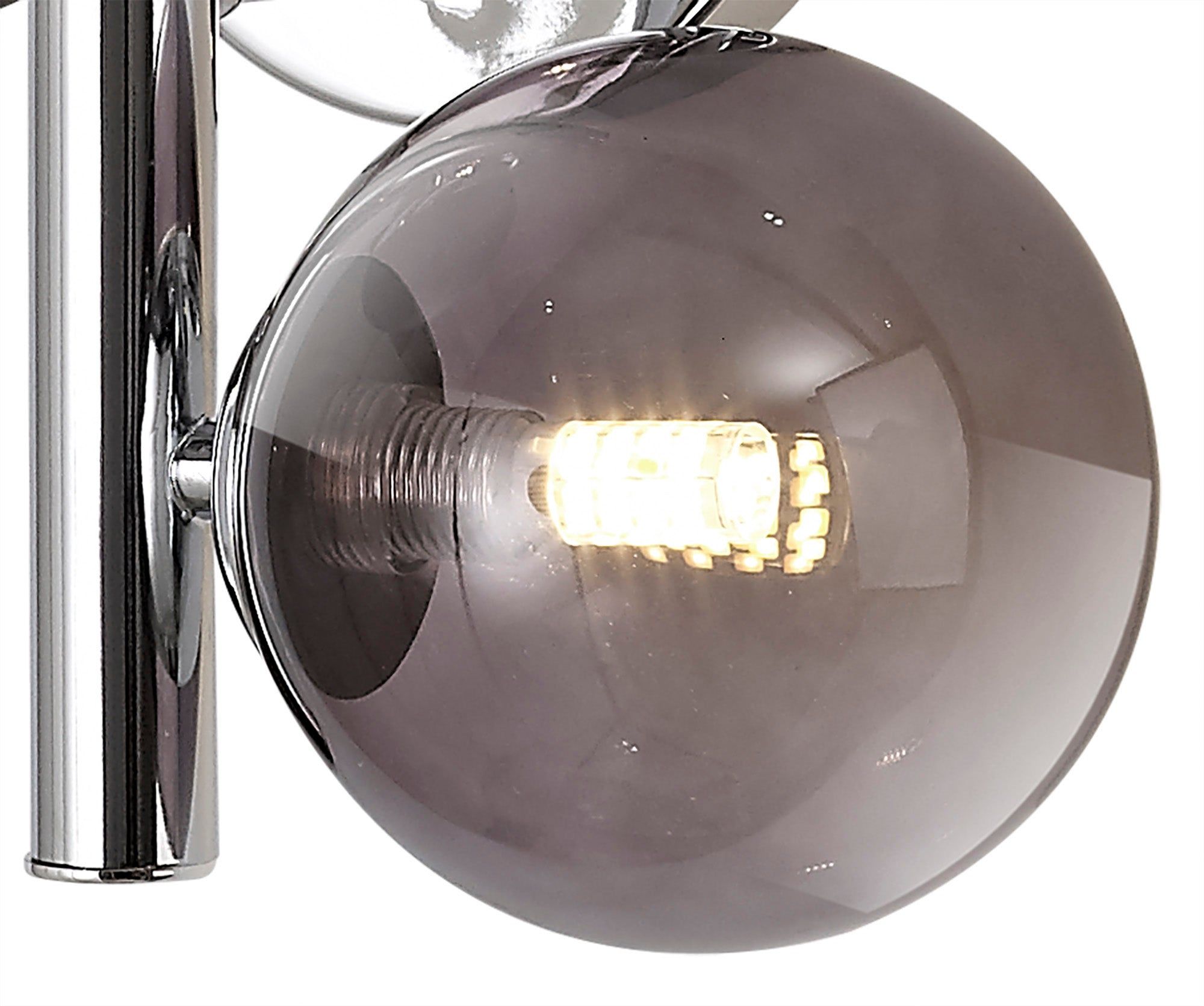 Austin Wall Light, 2Lt x G9, Polished Chrome & Black, Smoked Glass IP20