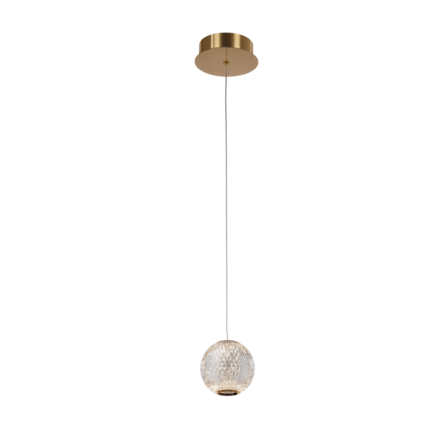 Austral 1 LED Light Single Pendant Ceiling Light - Gold & Clear Finish IP20 - Cusack Lighting