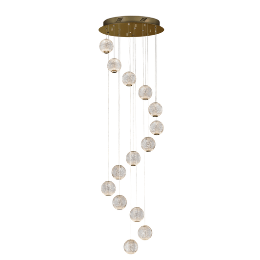 Austral 12 Lights Double Height Ceiling Light - Gold & Clear Finish IP20 - Cusack Lighting