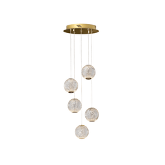 Austral 5 Clusters Ceiling Lights - Gold & Clear Finish IP20 - Cusack Lighting