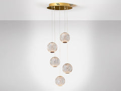 Austral 5 Clusters Ceiling Lights - Gold & Clear Finish