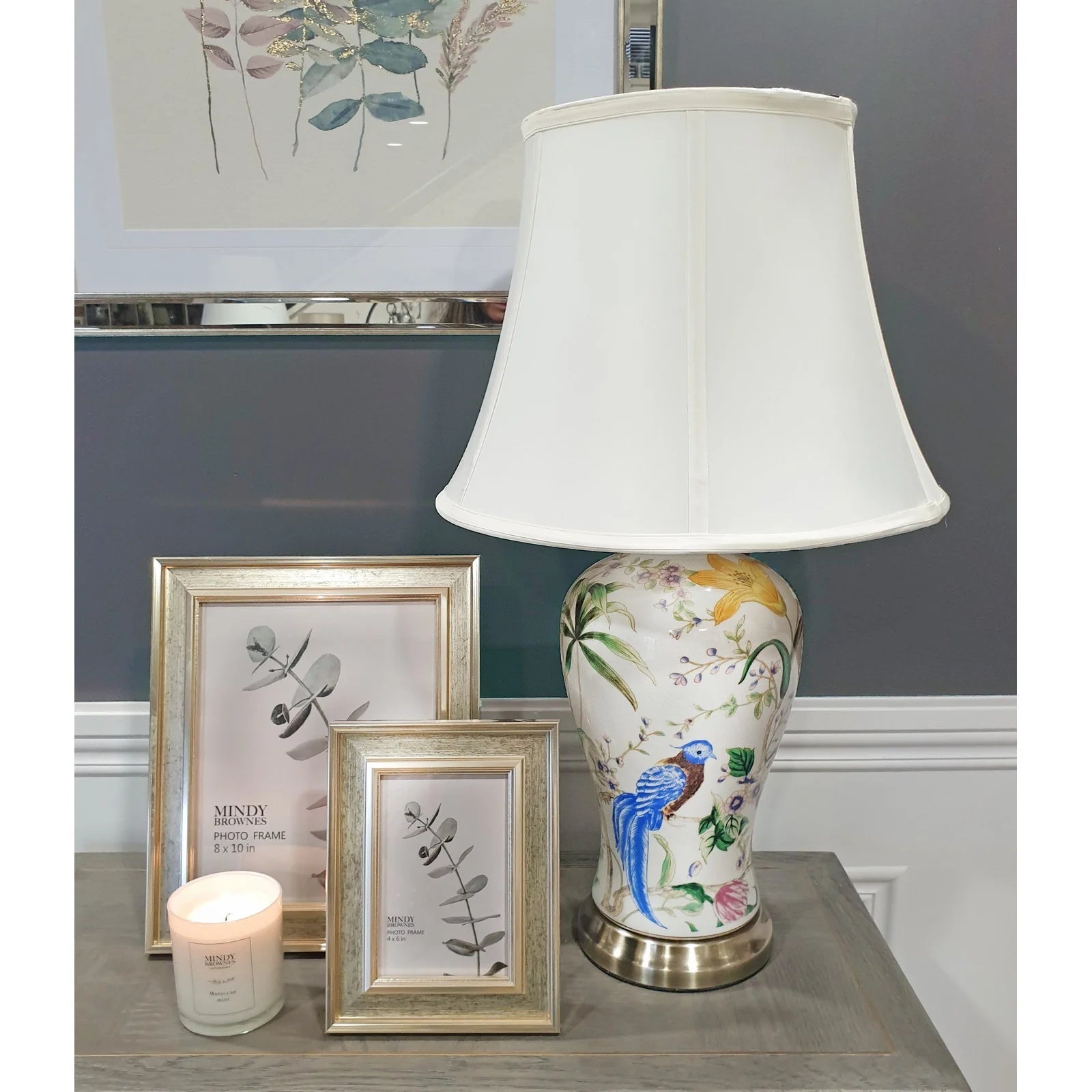 Ava Lamp - Birds of Paradise Floral Ceramic Finish